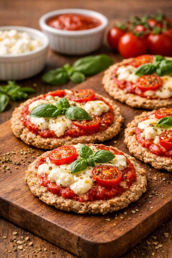 Receita meramente ilustrativa de mini pizza saudáveis