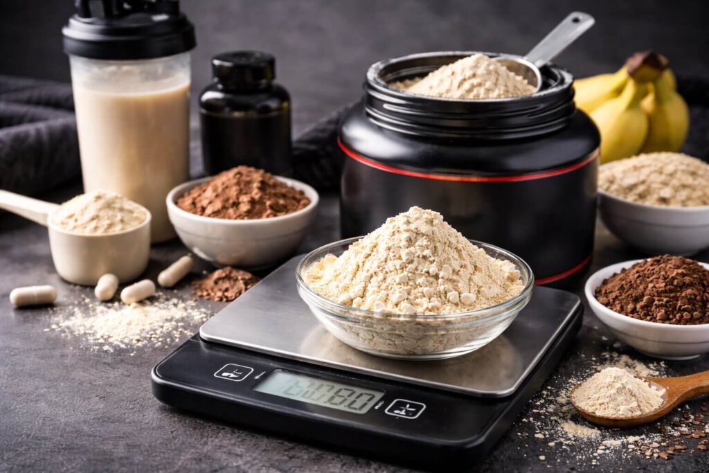 Imagem ilustrativa de ingredientes de um Whey Protein